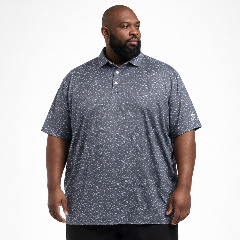 FootJoy Men’s Gray Geometric Print Performance Golf Polo Shirt Size XL